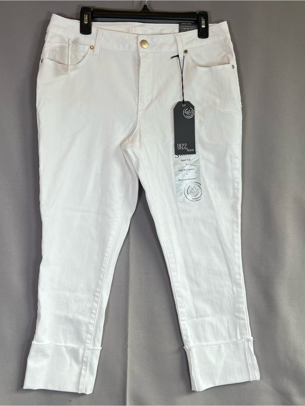 1822 Denim Taylor Women's sz12 White Crop Skinny Wide Cuff Jeans NWT Classic